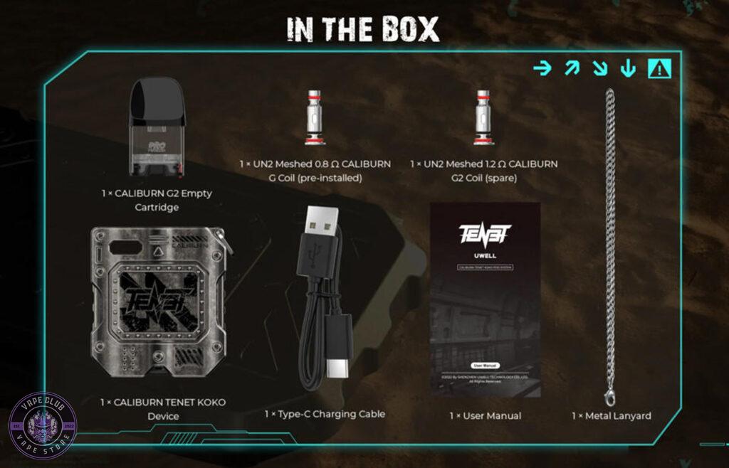 درون جعبه  پاد سیستم یوول کالیبرن کوکو تنت Uwell Caliburn Koko Tenet