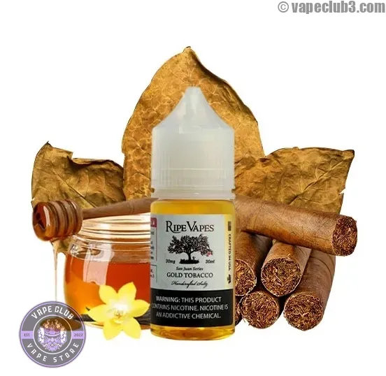 RipeVape-Gold-Tobacco-Salt-Nicotine سالت نیکوتین رایپ ویپز تنباکو گلد Ripe Vapes Gold Tobacco Salt Nicotine