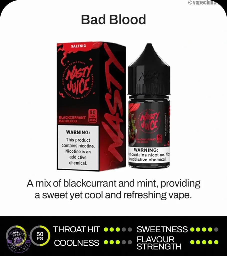 سالت انگور فرنگی نستی Bad Blood سری اوجی Nasty Blackcurrant Bad Blood OG Series Salt Nicotine