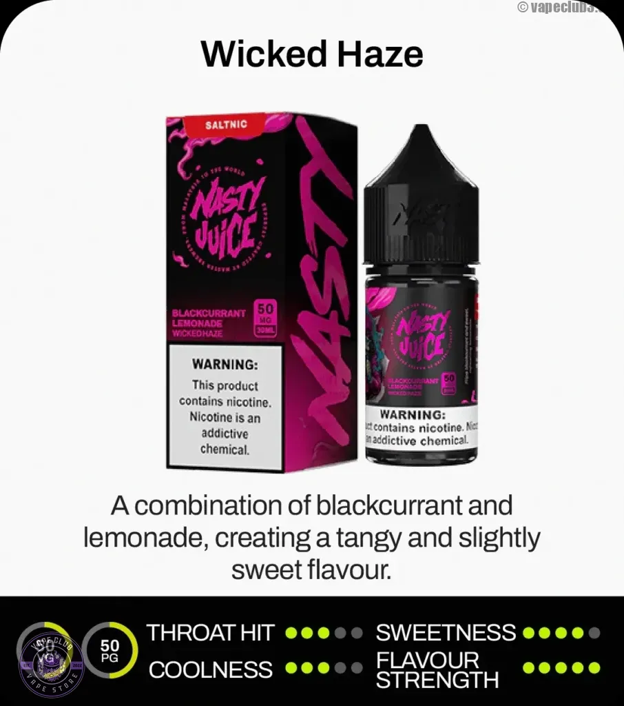 سالت انگور فرنگی لیموناد نستی Wicked Haze سری اوجی Nasty Blackcurrant Lemonade Wicked Haze OG Series Salt Nicotine