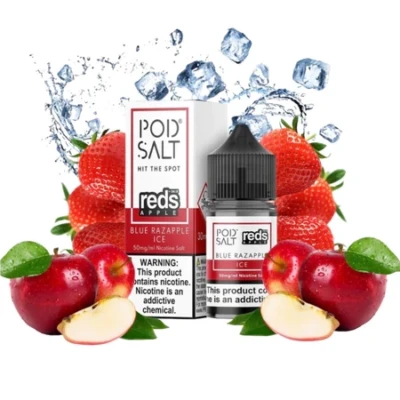 سالت بلوبری تمشک سیب یخ پادسالت سالت نیکوتین Podsalt Blue Razz Apple ICE Nicotine Salt ویپ کلاب