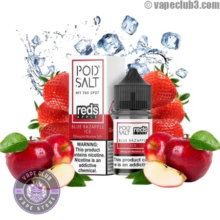 Blue-Razapple-ICE-PodSalt-NicSalt-0 سالت بلوبری تمشک سیب یخ پادسالت سالت نیکوتین Podsalt Blue Razz Apple ICE Nicotine Salt ویپ کلاب
