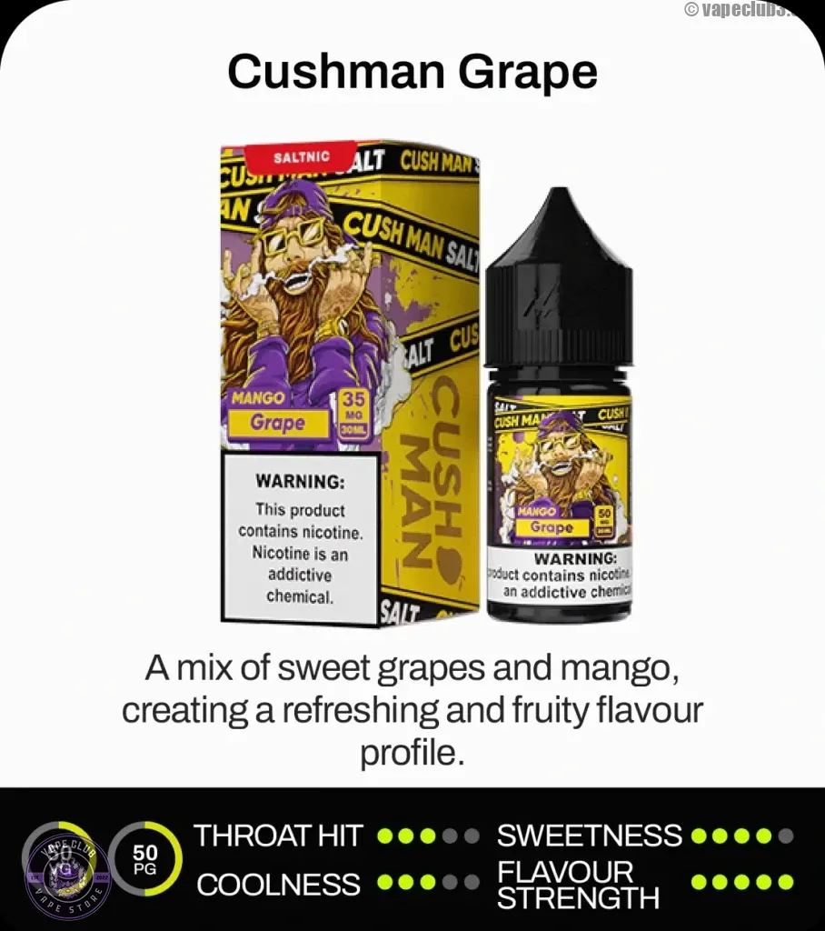 سالت انبه انگور نستی سری کاشمن Nasty Cushman Grape(Mango Grape) Cushman Series Salt Nicotine