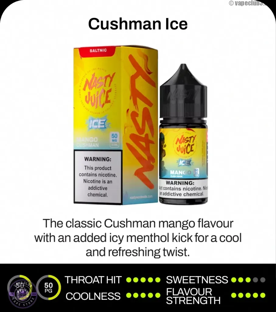 سالت انبه یخ نستی سری کاشمن Nasty Cushman ICE(Mango ICE) Cushman Series Salt Nicotine