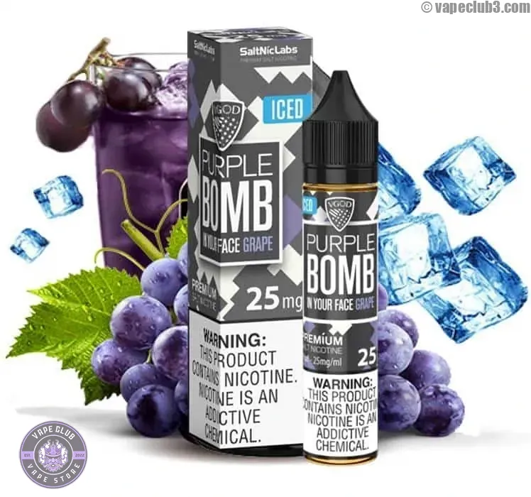 Ice-Purple-Bomb-Vgod-NicSalt سالت بمب انگور یخ بنفش ویگاد سری بمب VGod ICE Purple Bomb Salt Nicotine