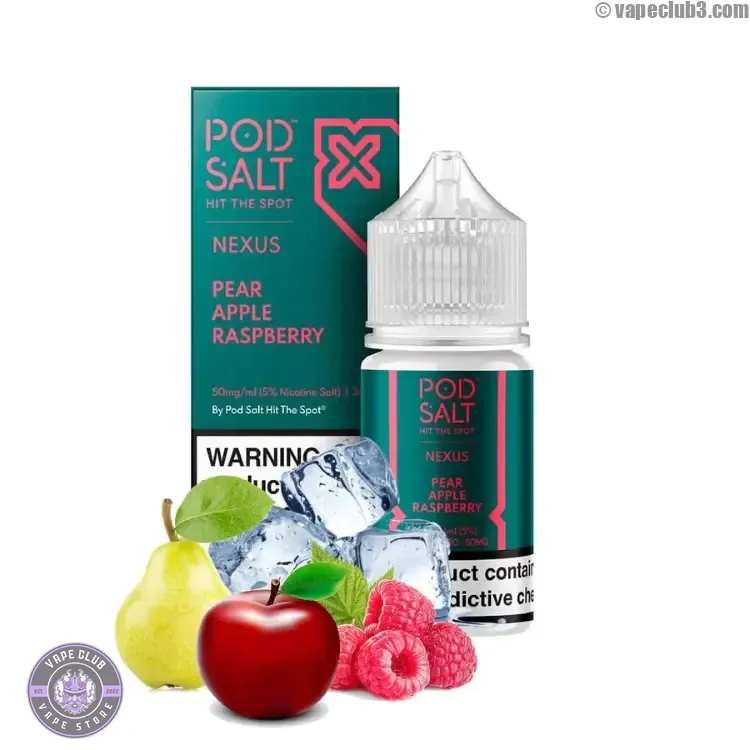 ICED-Pear-Apple-Raspberry-PodSalt-NicSalt سالت یخ گلابی سیب تمشک پاد سالت سالت نیکوتین Podsalt ICE Pear Apple Raspberry Nicotine Salt ویپ کلاب