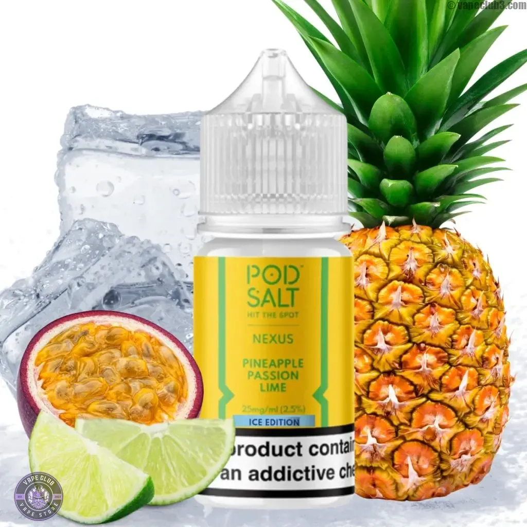 ICED-Pineapple-Passion-Lime-PodSalt-NicSalt-0 سالت یخ آناناس پشن فروت لیمو پادسالت سالت نیکوتین Podsalt ICE Pineapple Passion Lime Nicotine Salt ویپ کلاب