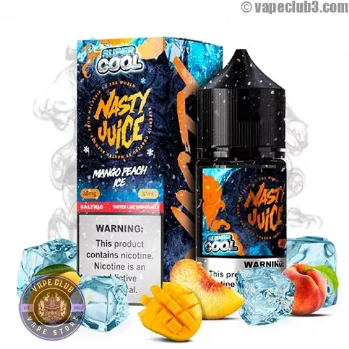 mango-peach-ice-supercool-nasty-saltnic-2 سالت انبه هلو یخ نستی سری سوپر کول Nasty Mango Peach ICE Super Cool Series Salt Nicotine