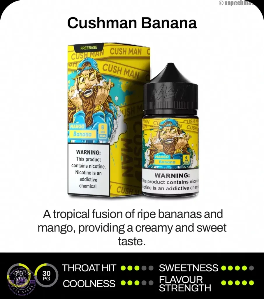 جویس انبه موز نستی سری کاشمن 30 میل Nasty 30ML Cushman Mango Banana EJuice