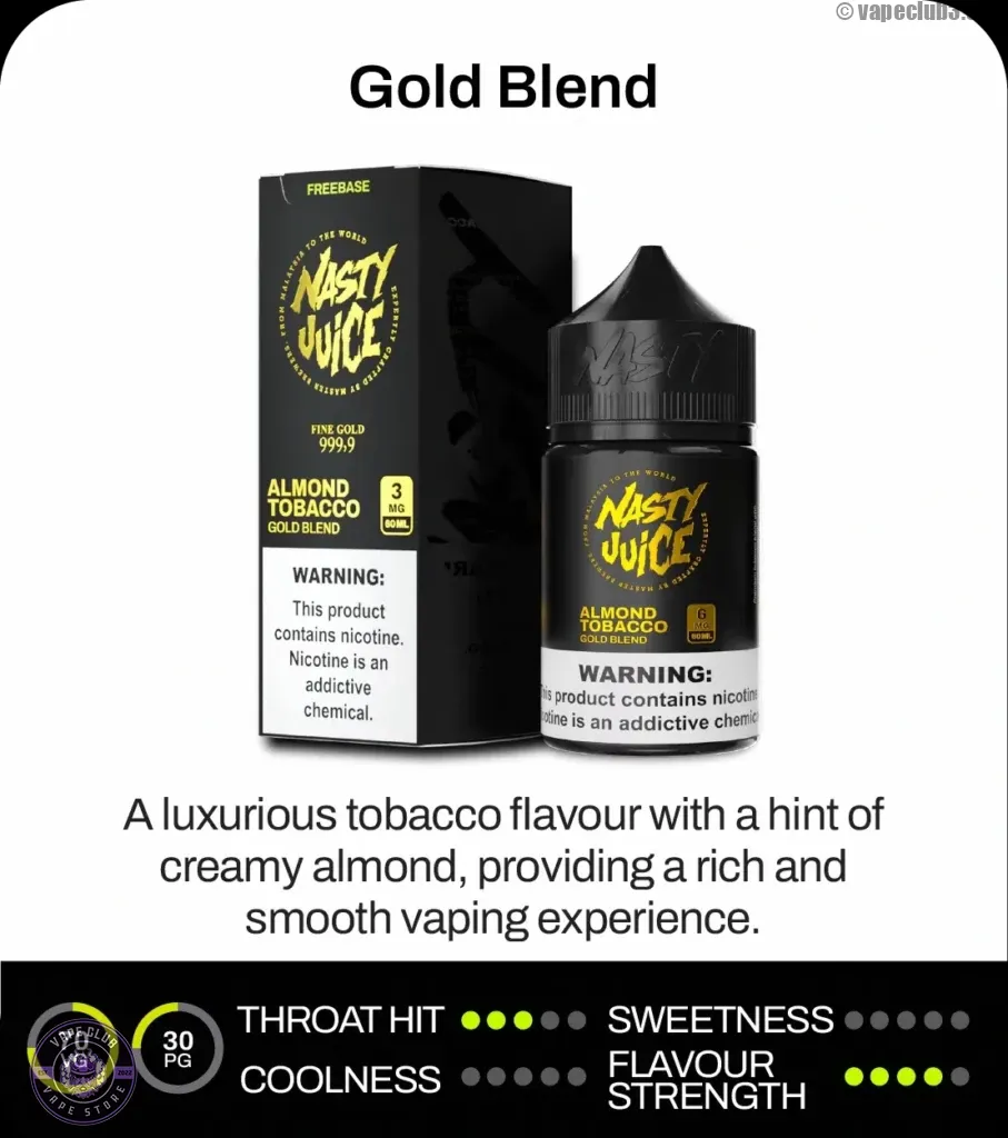 جویس تنباکو بادام گلد نستی Nasty Tobacco Gold Almond EJuice