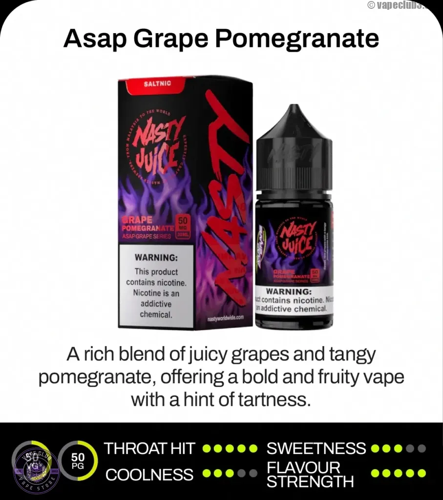 سالت انگور انار نستی سری اوجی Nasty Asap Grape Pomegranate OG Series Salt Nicotine