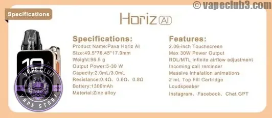 مشخصات پاوا Horiz AI پاد ماد Pava Horiz AI Pod Mod