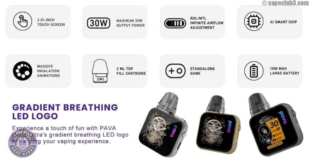 مشخصات پاوا هوریز اولترا پاد ماد Pava Horiz Ultra Pod Mod - ویپ کلاب