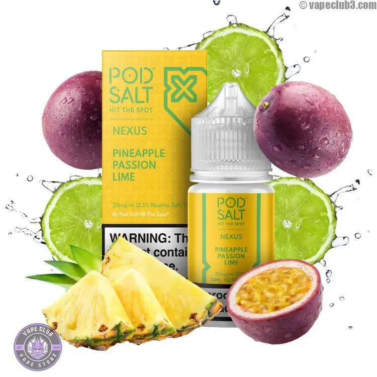 Pineapple-Passion-Lime-PodSalt-NicSalt-0 سالت آناناس پشن فروت لیمو پادسالت سالت نیکوتین Podsalt Pineapple Passion Lime Nicotine Salt ویپ کلاب
