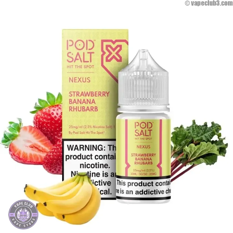 Strawberry-Banana-Rhubarb-PodSalt-NicSalt-0 سالت توت فرنگی موز ریواس پادسالت سالت نیکوتین Podsalt Strawberry Banana Rhubarb Nicotine Salt ویپ کلاب