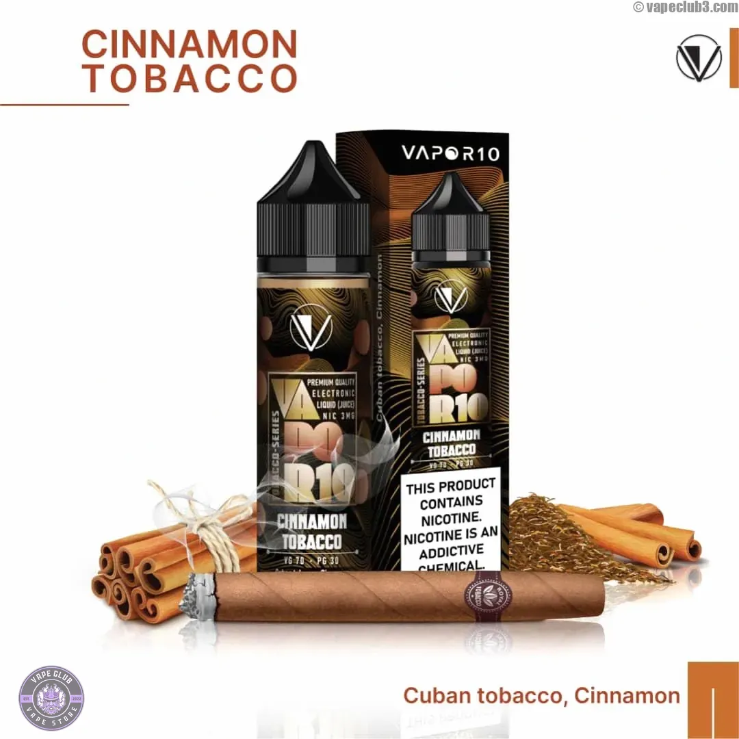 Vapor10-Cinnanmon-Tobacco-EJuice-1 جویس تنباکو دارچین ویپر10 Vapor 10 Cinnamon Tobacco EJuice