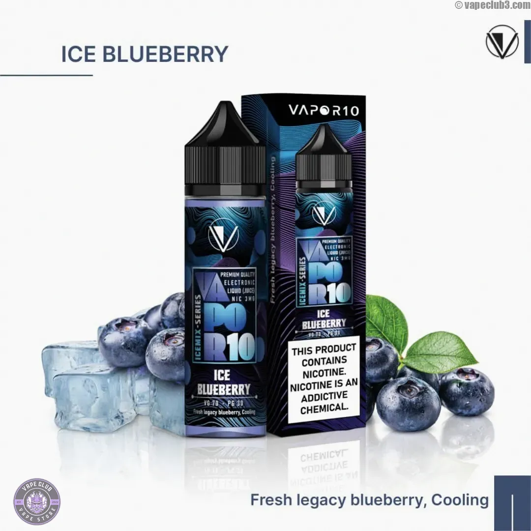 Vapor10-ICE-Blueberry-EJuice جویس ویپر 10 بلوبری یخ Vapor10 ICE Blueberry EJuice