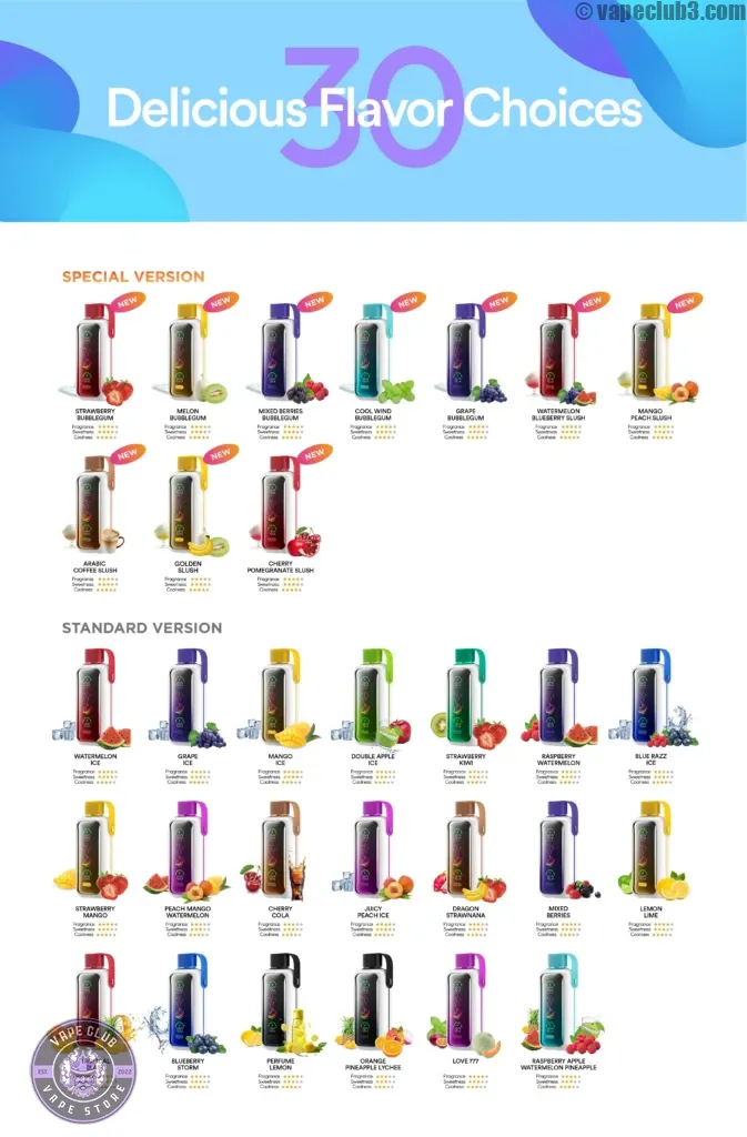 انواع طعم های پاد یکبار مصرف وزول استار 20 هزار پاف Vozol Star 20K Puff Disposable - ویپ کلاب